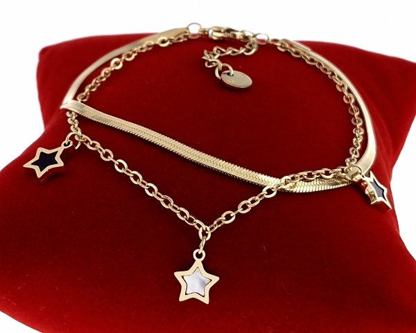 3096 Bransoletka złota 17+3 stal chirurgiczna 316L nierdzewna