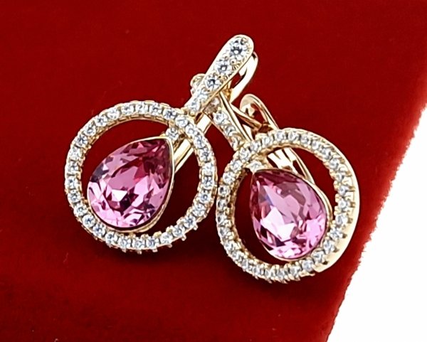 4856 Kolczyki złote Austrian Crystal cyrkonia pozłacane 18k Xuping wiszące 