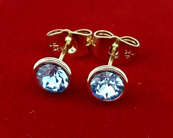 1947 Kolczyki złote pozłacane 14k wtyczki Austrian Crystal