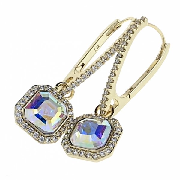 3720b Kolczyki złote pozłacane cyrkonie wiszące 14K Xuping Austrian Crystal