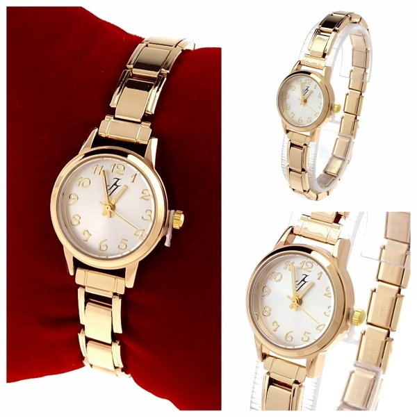 4150 Zegarek złoty na gumce modułowy stal nierdzewna rozciągliwy