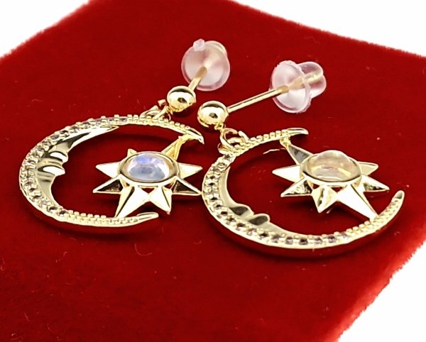 2742 Kolczyki złote pozłacane wiszące 14K cyrkonie Viki Lady 