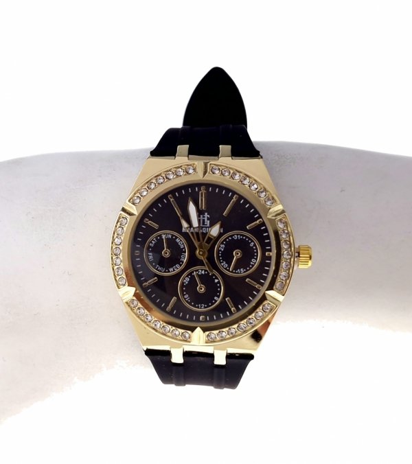 3972 Ekskluzywny damski złoty zegarek błyszczący cyrkonie klasyk silikonowy pasek