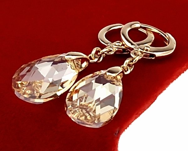 3626 Kolczyki złote Austrian Crystal cyrkonia pozłacane 18k Xuping wiszące