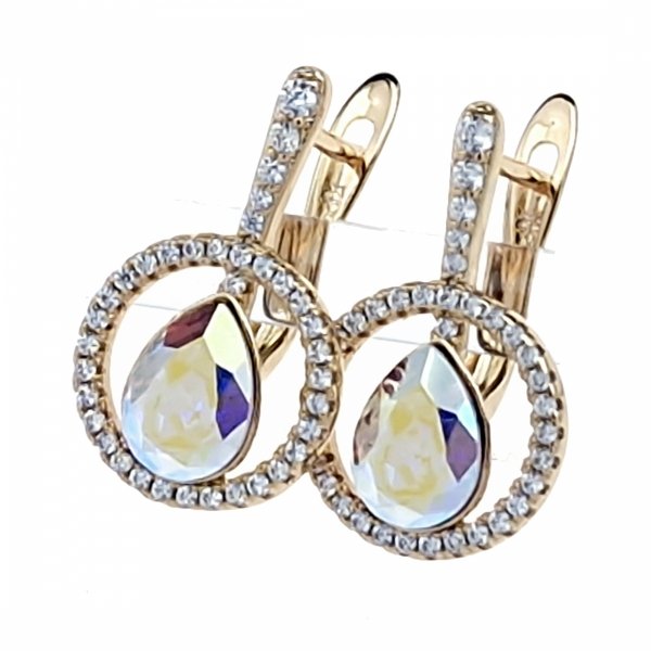 4336 Kolczyki złote Austrian Crystal cyrkonia pozłacane 18k Xuping wiszące 