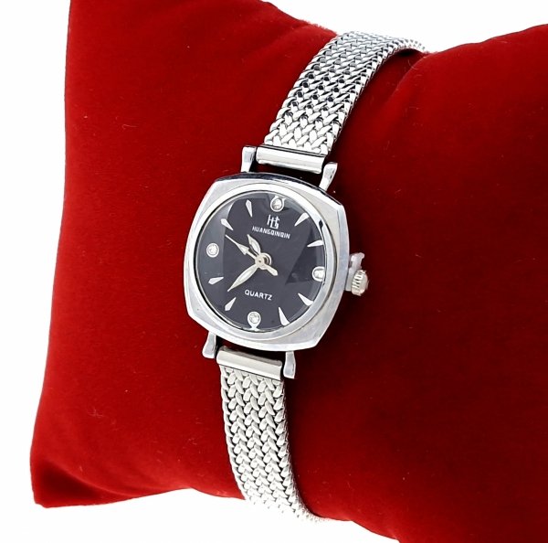 1961 Ekskluzywny damski srebrny zegarek błyszczący cyrkonie klasyk