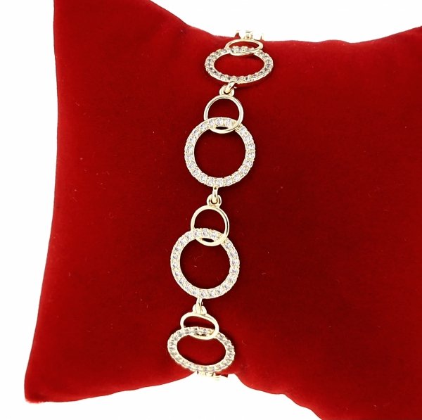 1735 Bransoletka złota elegancka 19cm cyrkonie pozłacana 14k Viki Lady