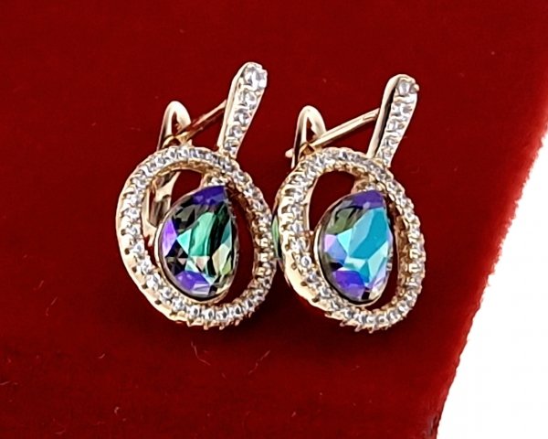 4053 Kolczyki złote cyrkonia pozłacane 18k Xuping wiszące 