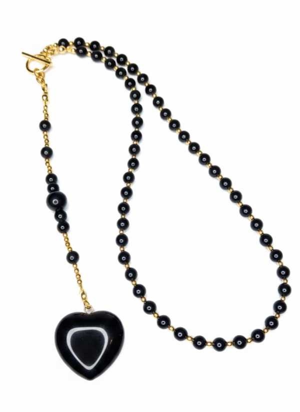 538 Naszyjnik turmalin kamień naturalny 47cm stal chirurgiczna nierdzewna naszyjnik