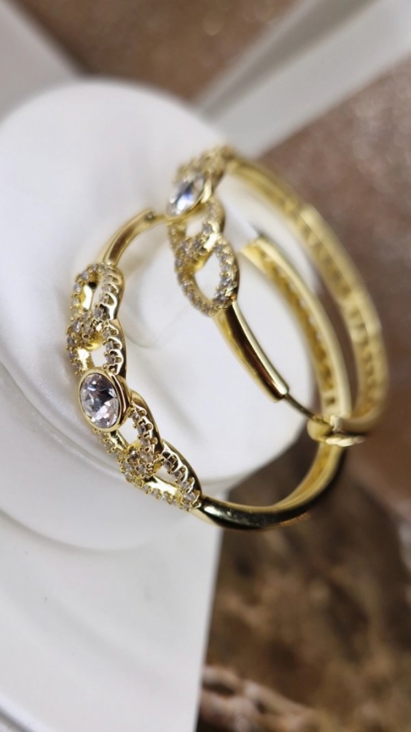 3108 Kolczyki złote pozłacane Austrian Crystal wiszące 14K cyrkonie Xuping 