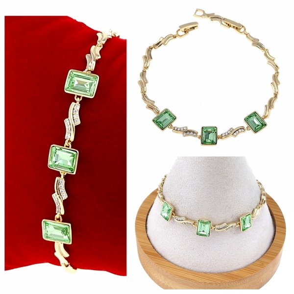 1189 Bransoletka elegancka Austrian Crystal złota cyrkonie 19,5cm pozłacana 14k Xuping 