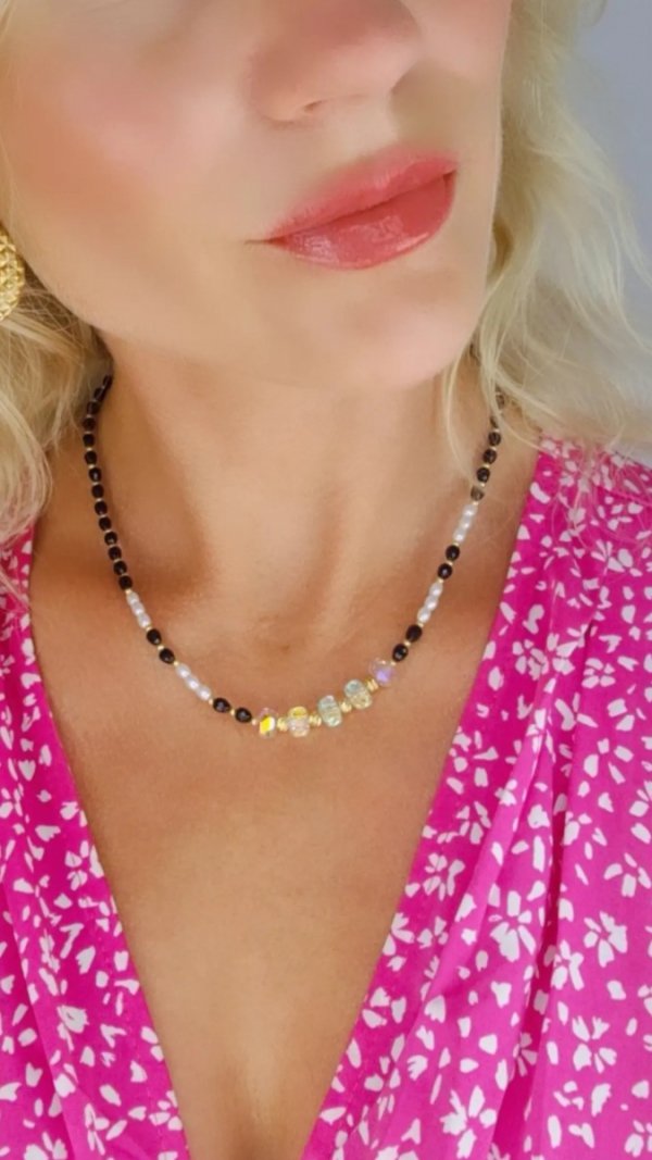 4031 Złoty łańcuszek 41+5 naszyjnik stal chirurgiczna celebrytka choker lato wakacje kryształki