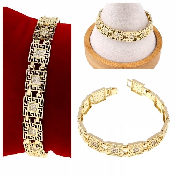 4790 Bransoletka złota elegancka cyrkonie 19cm pozłacana 14k Milan