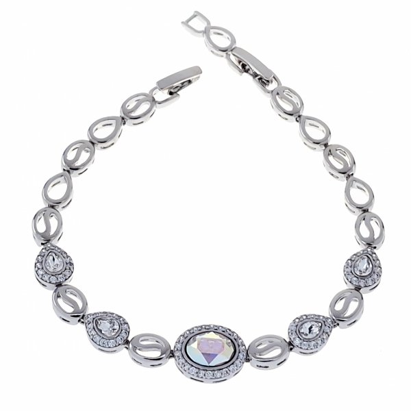 3411 Bransoletka srebrna pozłacana białym złotem 17,5+2cm Xuping Austrian Crystal