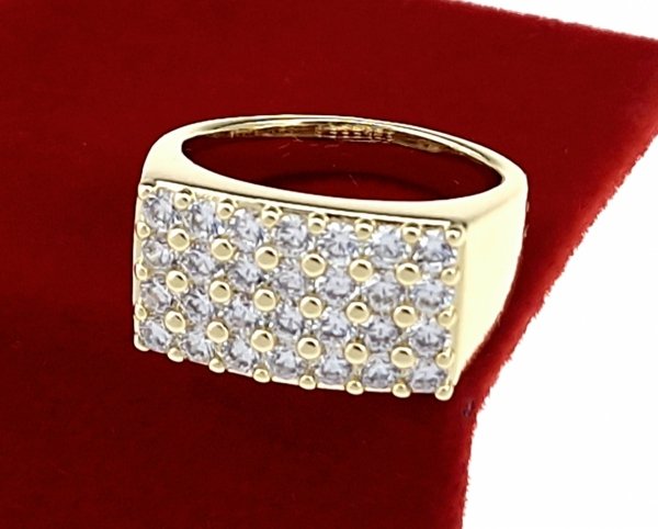3720g Pierścionek złoty zaręczynowy błyszczący cyrkonie pozłacany 14k