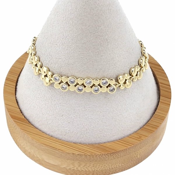 805b Bransoletka elegancka złota cyrkonie 18,5cm pozłacana 14k Xuping 