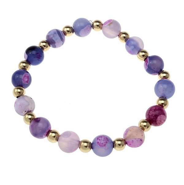 1746d Bransoletka kamień naturalny agat na gumce jubilerskiej