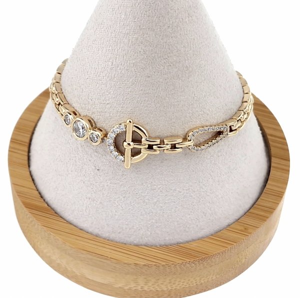 2881 Bransoletka cyrkonie złota 19cm pozłacana 18k Xuping