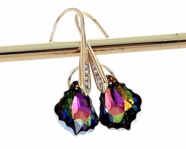 696 Kolczyki złote Austrian Crystal cyrkonia pozłacane 18k Xuping wiszące