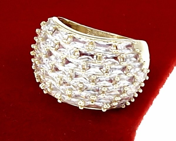 009 Pierścionek złoty zaręczynowy pozłacany 14k Viki Lady 