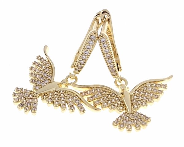 4097 Kolczyki złote pozłacane wiszące 14K cyrkonie Viki Lady 