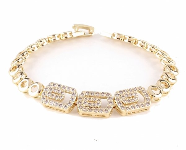 3521 Bransoletka złota elegancka 18cm cyrkonie pozłacana 14k Viki Lady