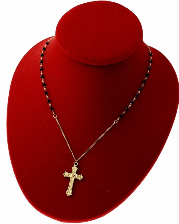 4274 Złoty łańcuszek 45+5cm naszyjnik stal chirurgiczna nierdzewna 316L krzyż