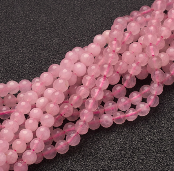 2751 Naturalne koraliki kwarc różowy, okrągłe, 4 mm, otwór: 0,8 mm, około 85–90 szt./pasmo, 15–16 cali