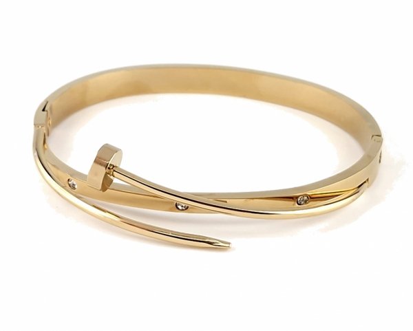 0145 Bransoletka złota 6cm stal chirurgiczna 316L nierdzewna bangla 