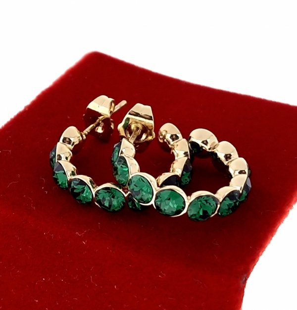 4858 Kolczyki złote pozłacane 14k wiszące Austrian Crystal