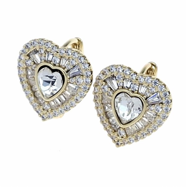 4753 Kolczyki złote pozłacane 14k wiszące Austrian Crystal serce