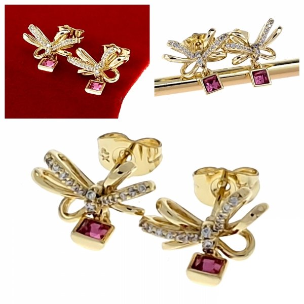 1367 Kolczyki złote pozłacane Austrian Crystal wiszące 14K cyrkonie Xuping 