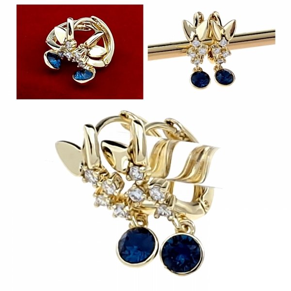 4545 Kolczyki złote pozłacane Austrian Crystal wiszące 14K cyrkonie Xuping 