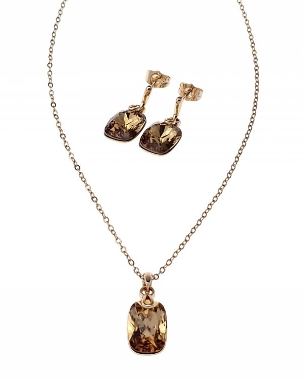 1824 Komplet kolczyki, naszyjnik 40+5cm pozłacany 18k Swaro Austrian Crystal