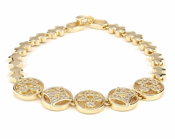 3056 Bransoletka złota elegancka 19cm cyrkonie pozłacana 14k Viki Lady