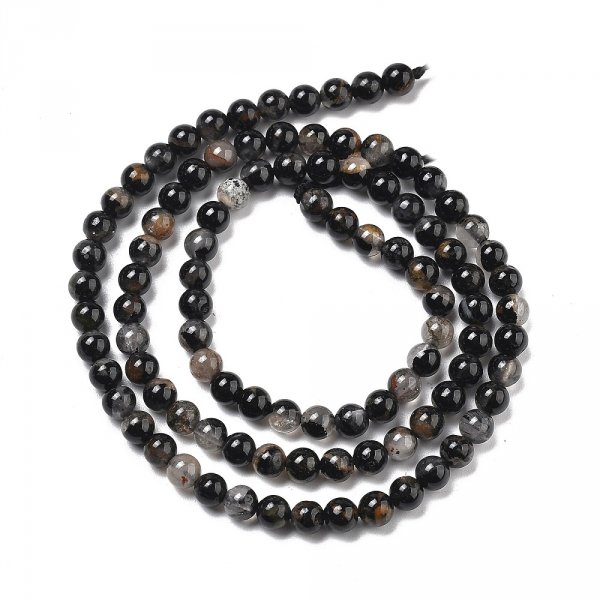 2834 Turmalin czarny kamień naturalny kula 4mm sznur 38cm