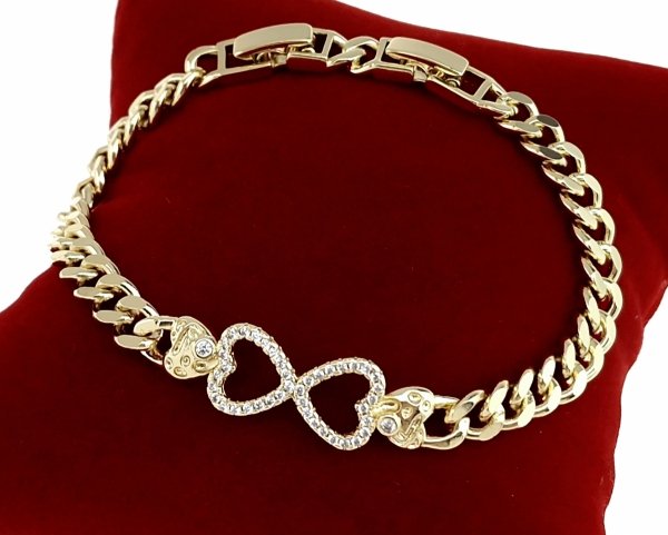 430 Bransoletka elegancka złota 16,5+2cm pozłacana 14k cyrkonie