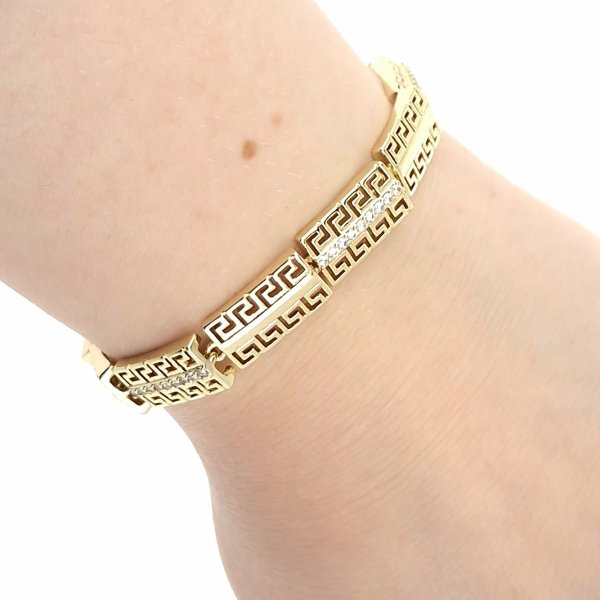 533c Bransoletka złota elegancka 19cm cyrkonie pozłacana 14k Viki Lady