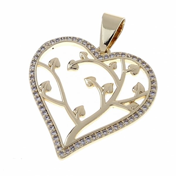 2960 Złota zawieszka błyszcząca pozłacana 14k serce