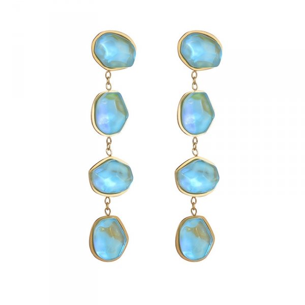 3732L Kolczyki złote stal chirurgiczna 316L wiszące cyrkonie 