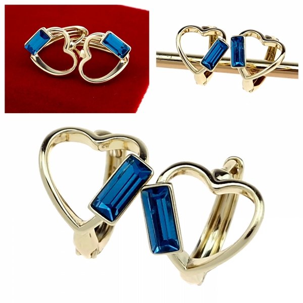 3873 Kolczyki złote pozłacane 14k wiszące Austrian Crystal