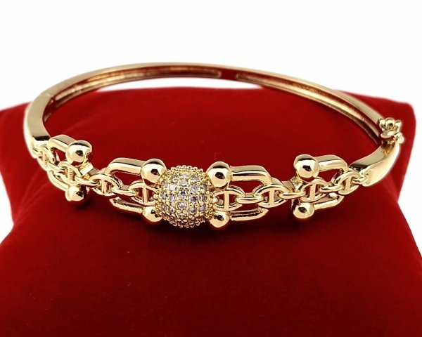 3114 Bransoletka złota elegancka 6cm pozłacana 14k bangla Xuping