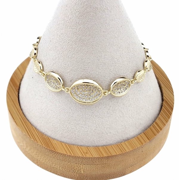 3994 Bransoletka złota elegancka cyrkonie 19cm pozłacana 14k Aisadi