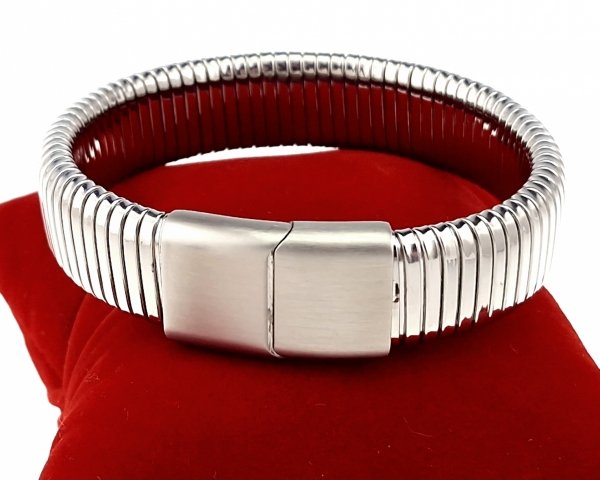 op131 Bransoletka srebrna 6,5cm stal chirurgiczna bangla 316L rozciągliwa