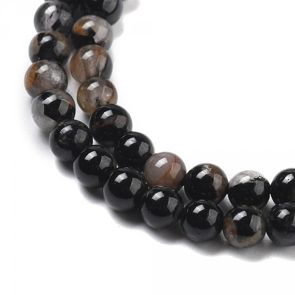 2834 Turmalin czarny kamień naturalny kula 4mm sznur 38cm