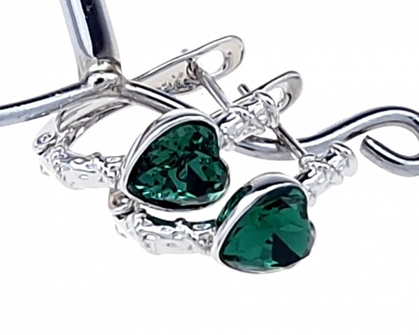 3008a Srebrne kolczyki Austrian Crystal pozłacane białym złotem wiszące
