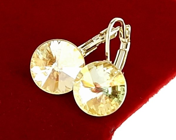 3884 Kolczyki złote Austrian Crystal cyrkonia pozłacane 14k Xuping wiszące