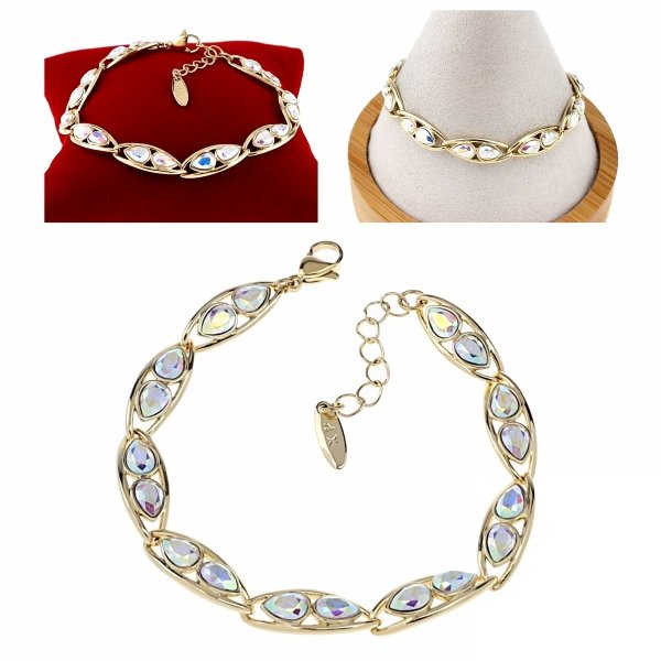 1000b Bransoletka elegancka Austrian Crystal złota ab18+3 pozłacana 14k Xuping 