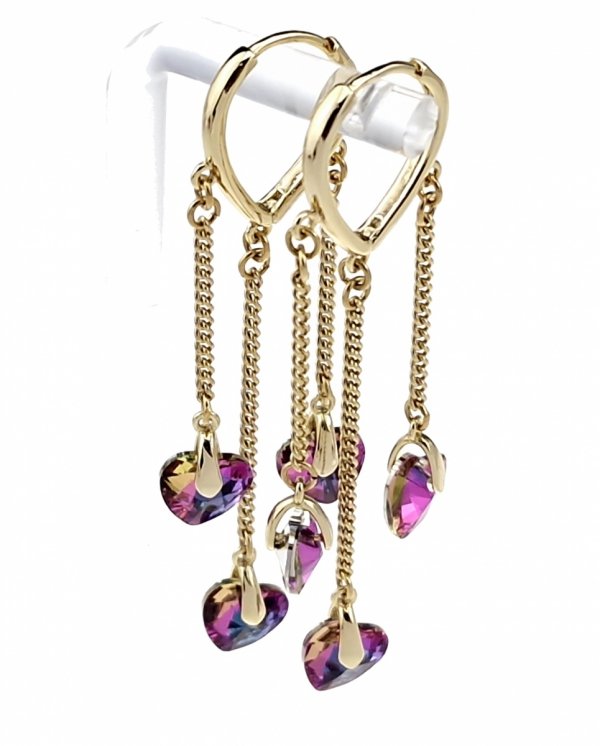 796 Kolczyki złote pozłacane Austrian Crystal wiszące 14K cyrkonie Xuping 