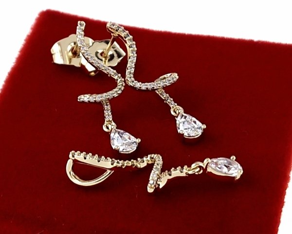 3927 Komplet złoty pozłacany cyrkonie 14k kolczyki zawieszka Xuping 